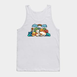 Sleeping cat with doodle art Tank Top